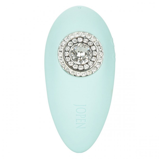 Нежно-голубой вибромассажёр Pave Grace с кристаллами