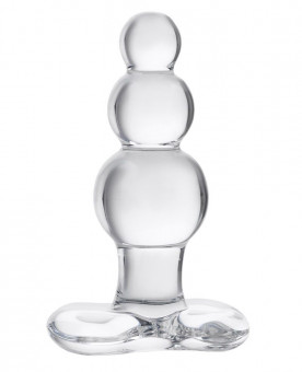 Прозрачная анальная втулка-ёлочка из стекла - 10,5 см.