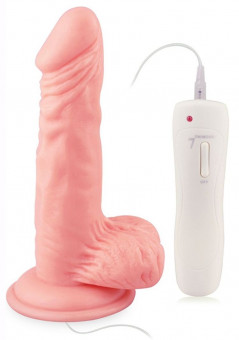 Телесный вибратор 7" Vibrating Dong with Vibrating Balls - 16 см.
