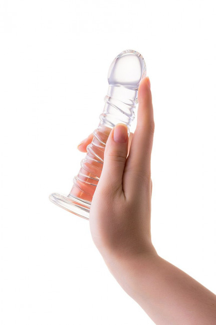 Фаллос со спиралевидным рельефом из прозрачного стекла - 16 см. Фаллос со спиралевидным рельефом из прозрачного стекла - 16 см.