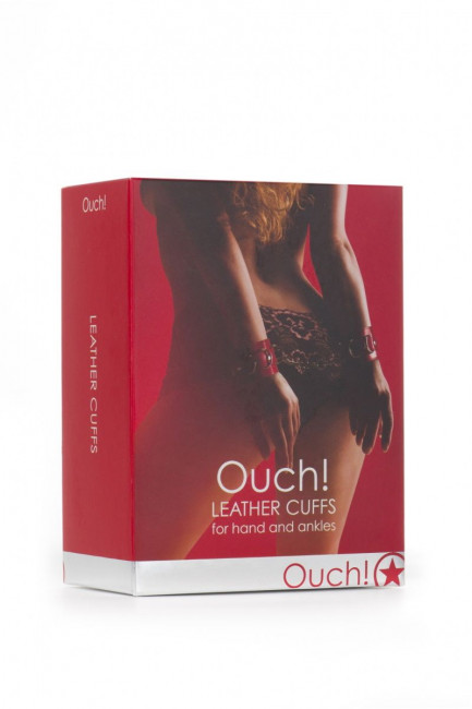 Красные кожаные наручники с заклёпками Красные кожаные наручники с заклёпками