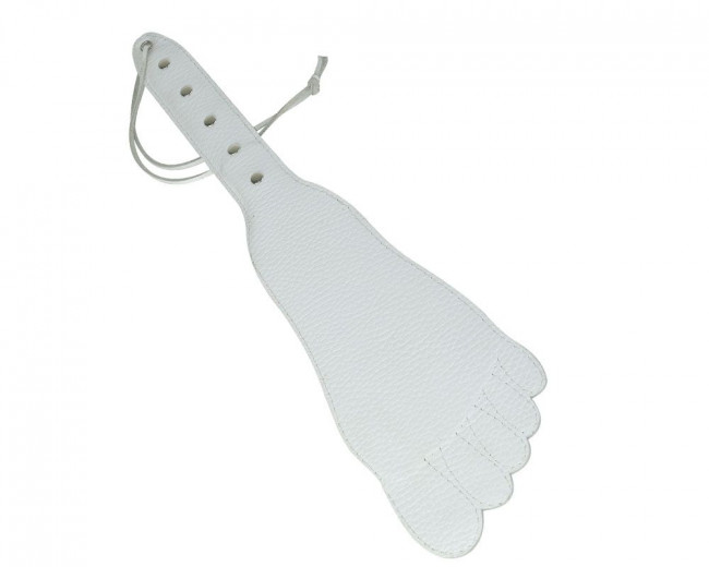 Белая кожаная хлопалка в форме ступни - 34,5 см. Белая кожаная хлопалка в форме ступни - 34,5 см.