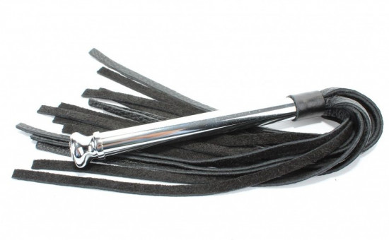 Черная плеть с металлической рукоятью - 50 см.