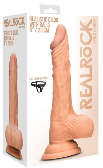Телесный фаллоимитатор Realistic Dildo With Balls - 23 см.