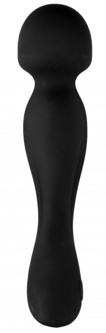 Черный вибростимулятор с круглой головкой Черный вибростимулятор с круглой головкой