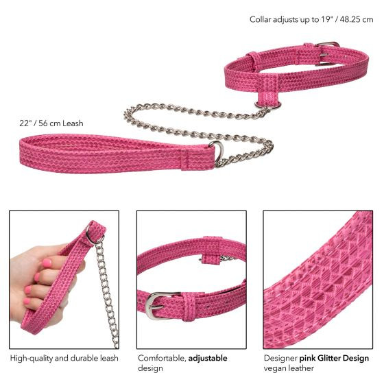 Розовый ошейник с поводком Tickle Me Pink Collar With Leash Розовый ошейник с поводком Tickle Me Pink Collar With Leash