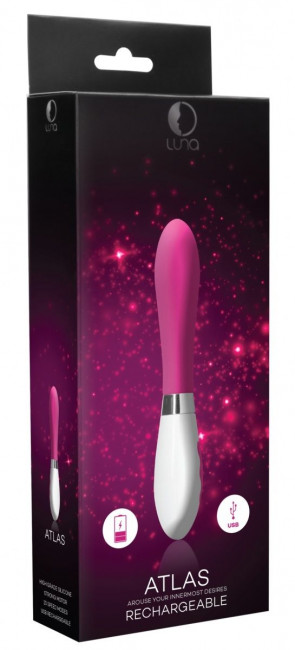 Розовый гладкий вибратор Atlas - 20,5 см. Розовый гладкий вибратор Atlas - 20,5 см.