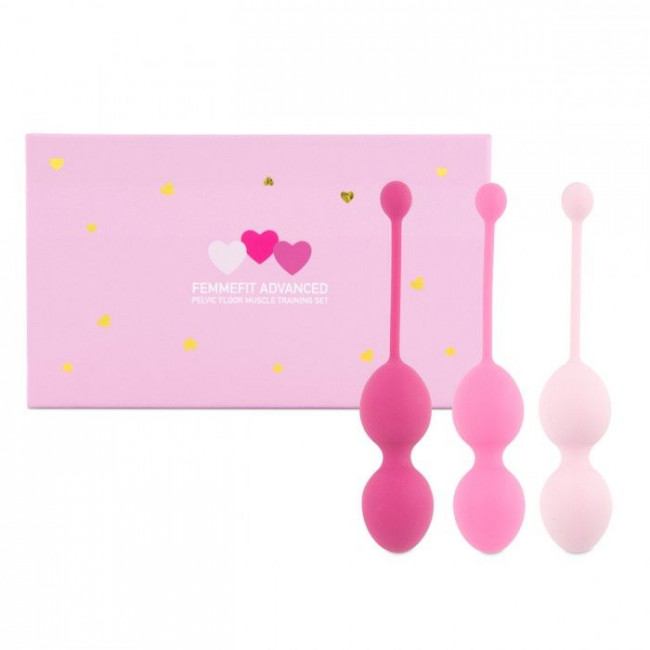 Набор из 3 розовых вагинальных шариков FemmeFit Advanced Pelvic Muscle Training Set Набор из 3 розовых вагинальных шариков FemmeFit Advanced Pelvic Muscle Training Set
