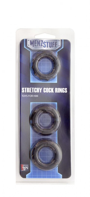 Набор из 3 чёрных эрекционных колец MENZSTUFF STRETCHY COCK RINGS Набор из 3 чёрных эрекционных колец MENZSTUFF STRETCHY COCK RINGS