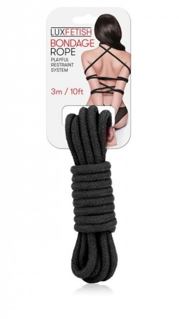 Черная хлопковая веревка для связывания - 3 м. Черная хлопковая веревка для связывания - 3 м.