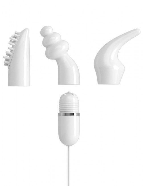 Белый вибромассажер с набором насадок USB MASSAGE KIT на проводе USB Белый вибромассажер с набором насадок USB MASSAGE KIT на проводе USB