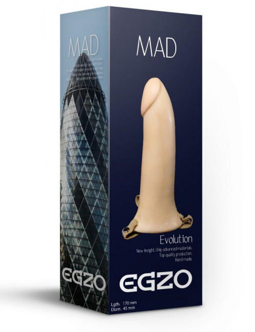 Телесный полый мужской страпон MAD - 17 см. Телесный полый мужской страпон MAD - 17 см.