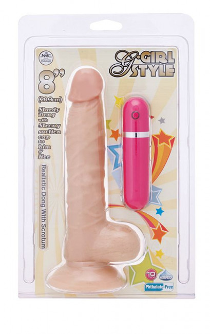 Телесный вибратор-реалистик на присоске G-GIRL STYLE 8INCH VIBRATING DONG - 20,3 см.