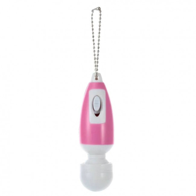 Сине-белый мини-вибратор в форме брелка