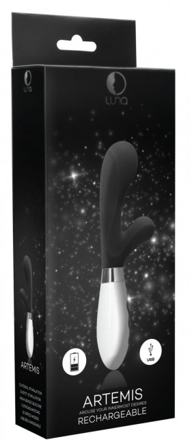 Черный вибратор-кролик Artemis - 21 см.