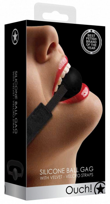 Черный кляп-шарик V&V Adjustable Ball Gag на липучке