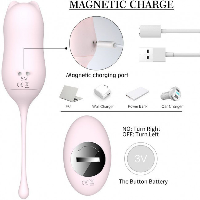 Нежно-розовое виброяйцо MiaoU с пультом ДУ Нежно-розовое виброяйцо MiaoU с пультом ДУ